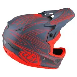 Troy Lee Designs D3 Fiberlite Helmet Spiderstripe Gray / Red -Bike Sales TLD B22S D3FL SPIDER STRIPE GRYRED 04