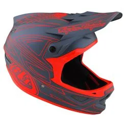 Troy Lee Designs D3 Fiberlite Helmet Spiderstripe Gray / Red -Bike Sales TLD B22S D3FL SPIDER STRIPE GRYRED 06