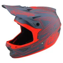 Troy Lee Designs D3 Fiberlite Helmet Spiderstripe Gray / Red -Bike Sales TLD B22S D3FL SPIDER STRIPE GRYRED 07
