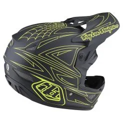 Troy Lee Designs D3 Fiberlite Helmet Spiderstripe Gray / Yellow -Bike Sales TLD B22S D3FL SPIDER STRIPE GRYYEL 04