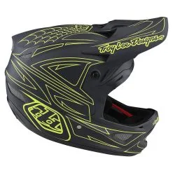 Troy Lee Designs D3 Fiberlite Helmet Spiderstripe Gray / Yellow -Bike Sales TLD B22S D3FL SPIDER STRIPE GRYYEL 05