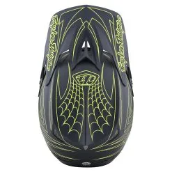 Troy Lee Designs D3 Fiberlite Helmet Spiderstripe Gray / Yellow -Bike Sales TLD B22S D3FL SPIDER STRIPE GRYYEL 08