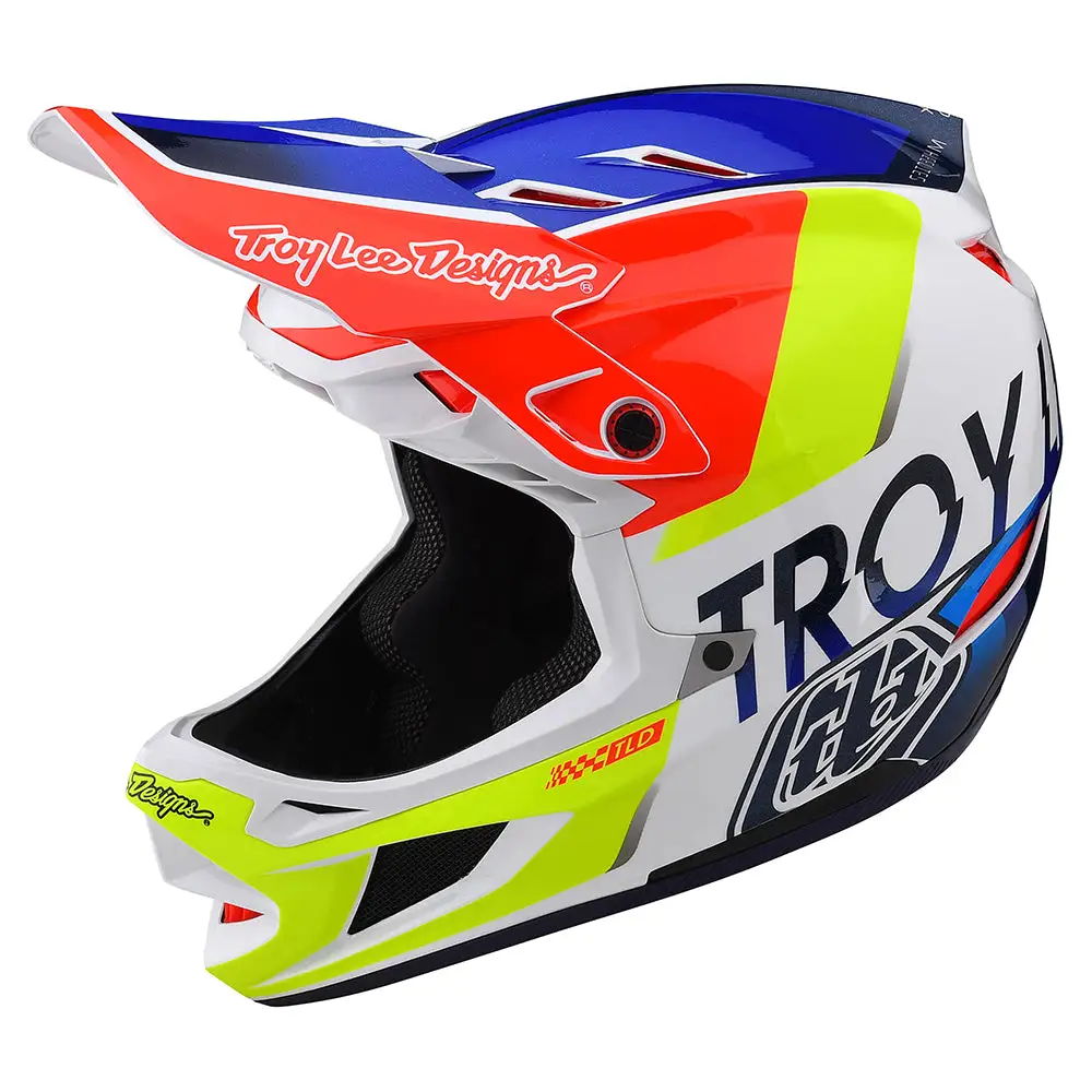 Troy Lee Designs D4 Composite Helmet W/MIPS Qualifier White / Blue 10 Troy Lee Designs D4 Composite Helmet W/MIPS Qualifier White / Blue - Image 8