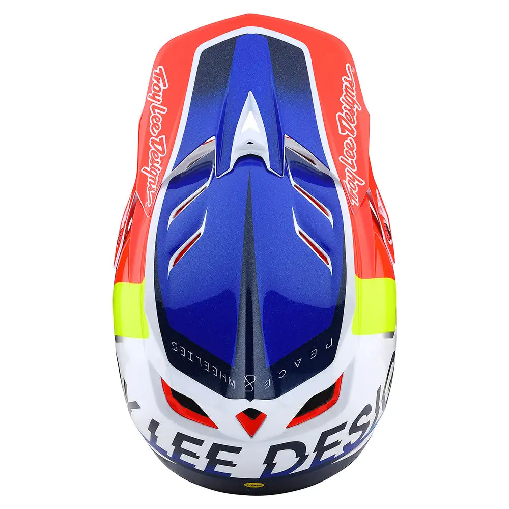 Troy Lee Designs D4 Composite Helmet W/MIPS Qualifier White / Blue 11 Troy Lee Designs D4 Composite Helmet W/MIPS Qualifier White / Blue - Image 9