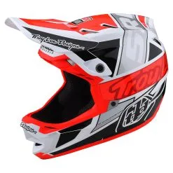 Troy Lee Designs D4 Composite Helmet W/MIPS Team SRAM White / Glo Red -Bike Sales TLD B22S D4CM SRAM WHTGLORED 07