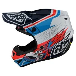 Troy Lee Designs SE4 Polyacrylite Helmet W/MIPS Skooly Blue / Orange