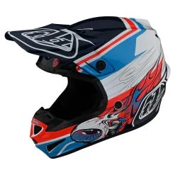 Troy Lee Designs SE4 Polyacrylite Helmet W/MIPS Skooly Blue / Orange -Bike Sales TLD M22F SE4PA SKOOLY BLUORG 07